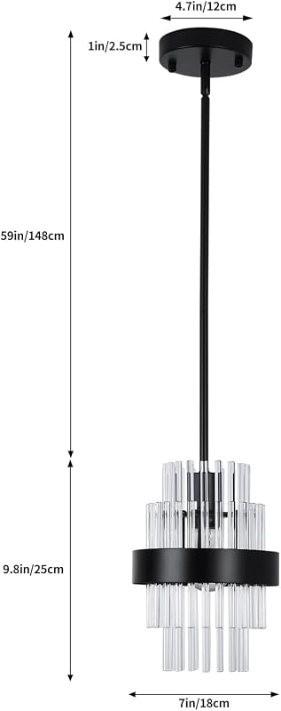 Lámpara colgante isla cocina negro mate 7pulg ajustable