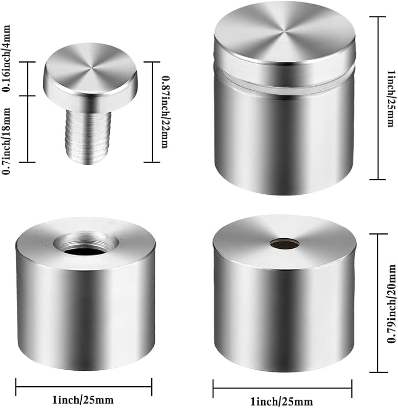 Tornillos separación letreros acrílicos soportes 1x1pulg