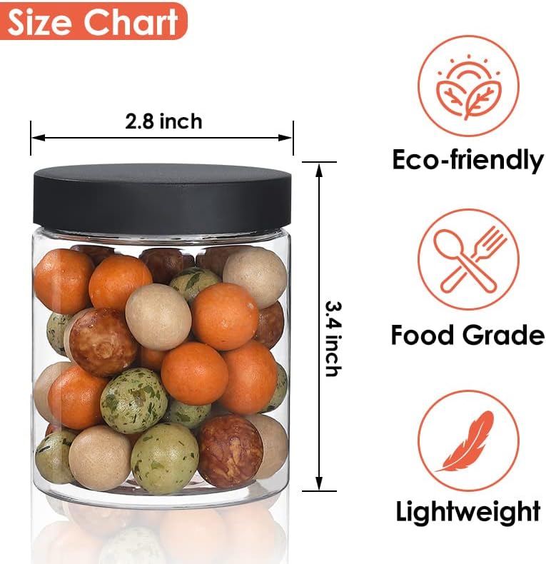 48 Frascos Plástico 8oz con Tapas Sin BPA Herméticos