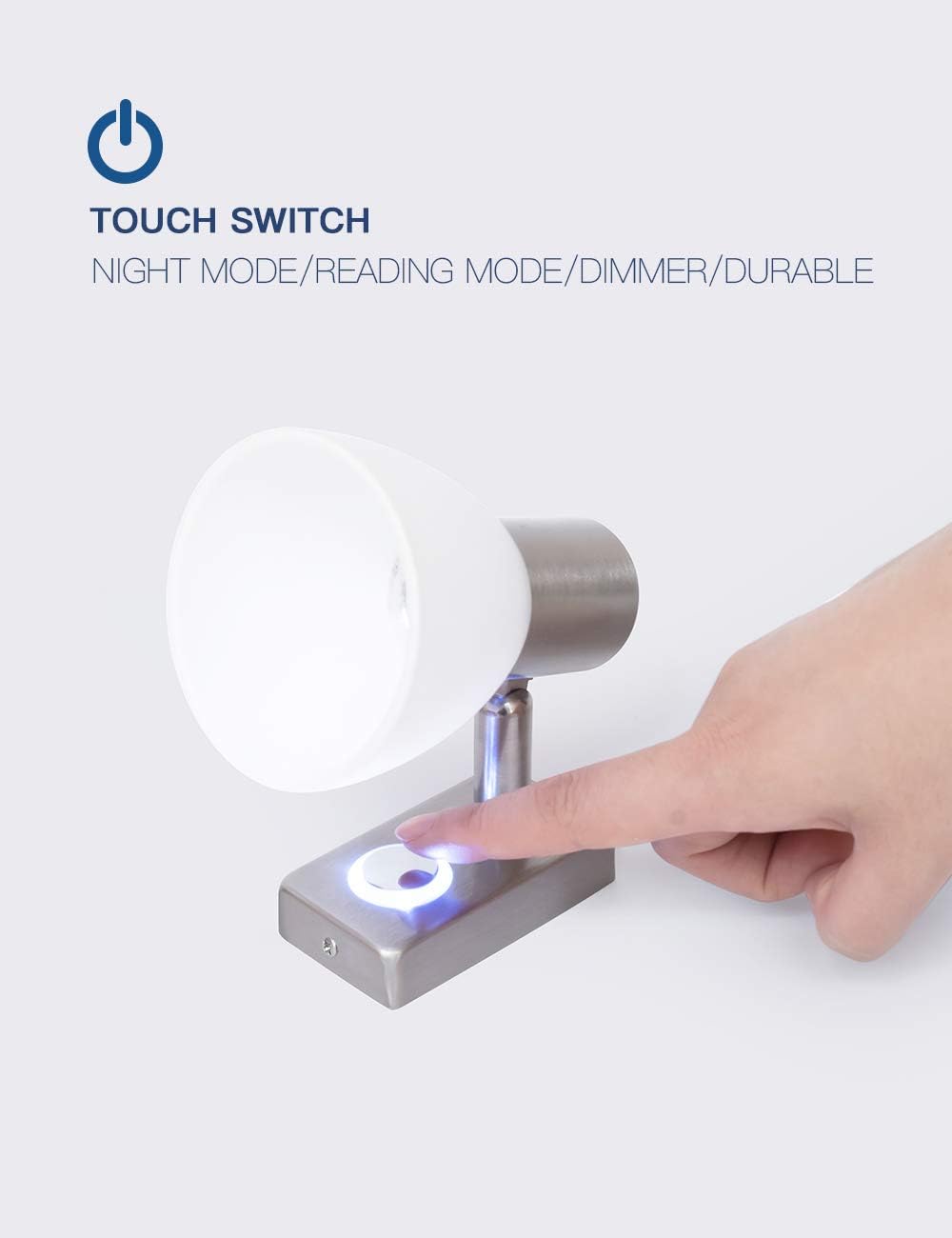 Luz lectura RV 12V barco yate interruptor táctil níquel