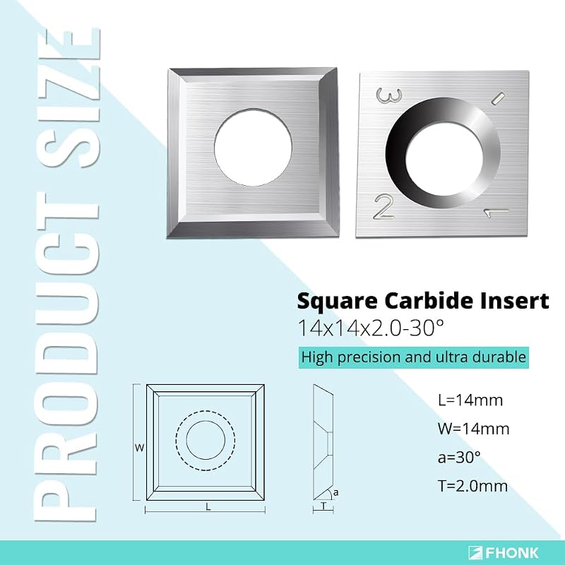 Cortadores carburo cuadrados 0.551pulg madera 10pzas