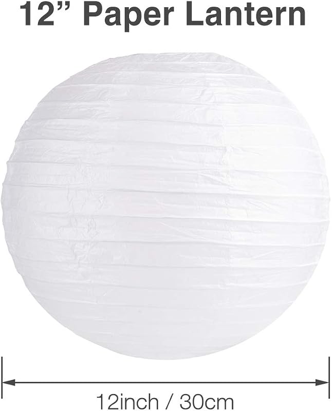 12 Faroles Redondos Papel Blanco 12pulg Decoración Bodas