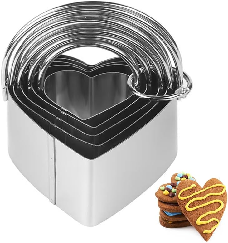 Set 5 Cortadores Corazón Acero Inox con Asa
