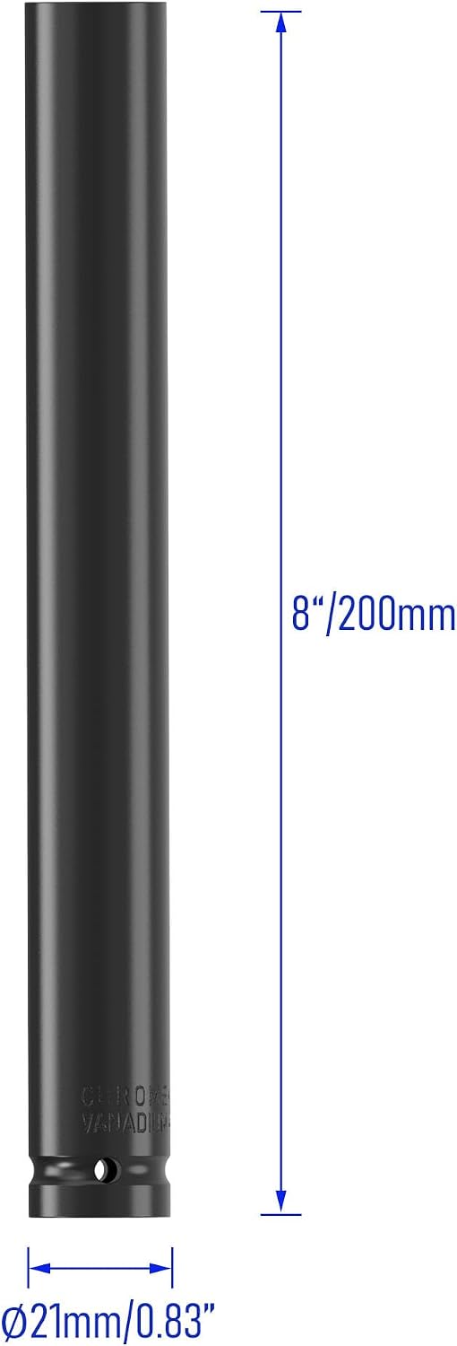 Set llaves impacto 1/2 14mm acero cr-v 8pulg 6 puntas