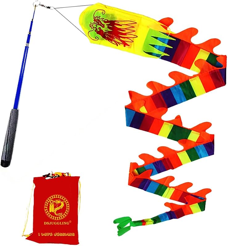 Cinta Poi Dragon Spiral fibra vidrio 16.4pies arcoíris