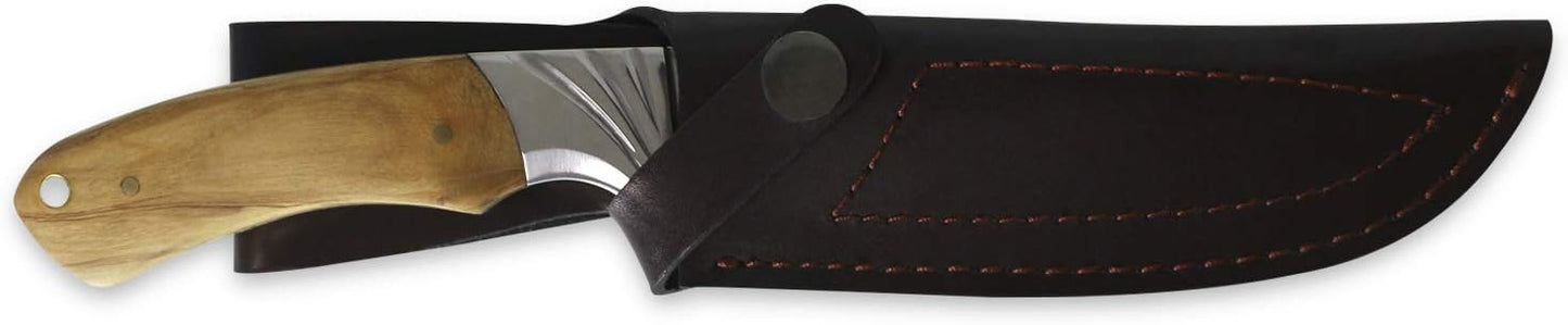 Cuchillo caza supervivencia hoja 5.5" funda cuero