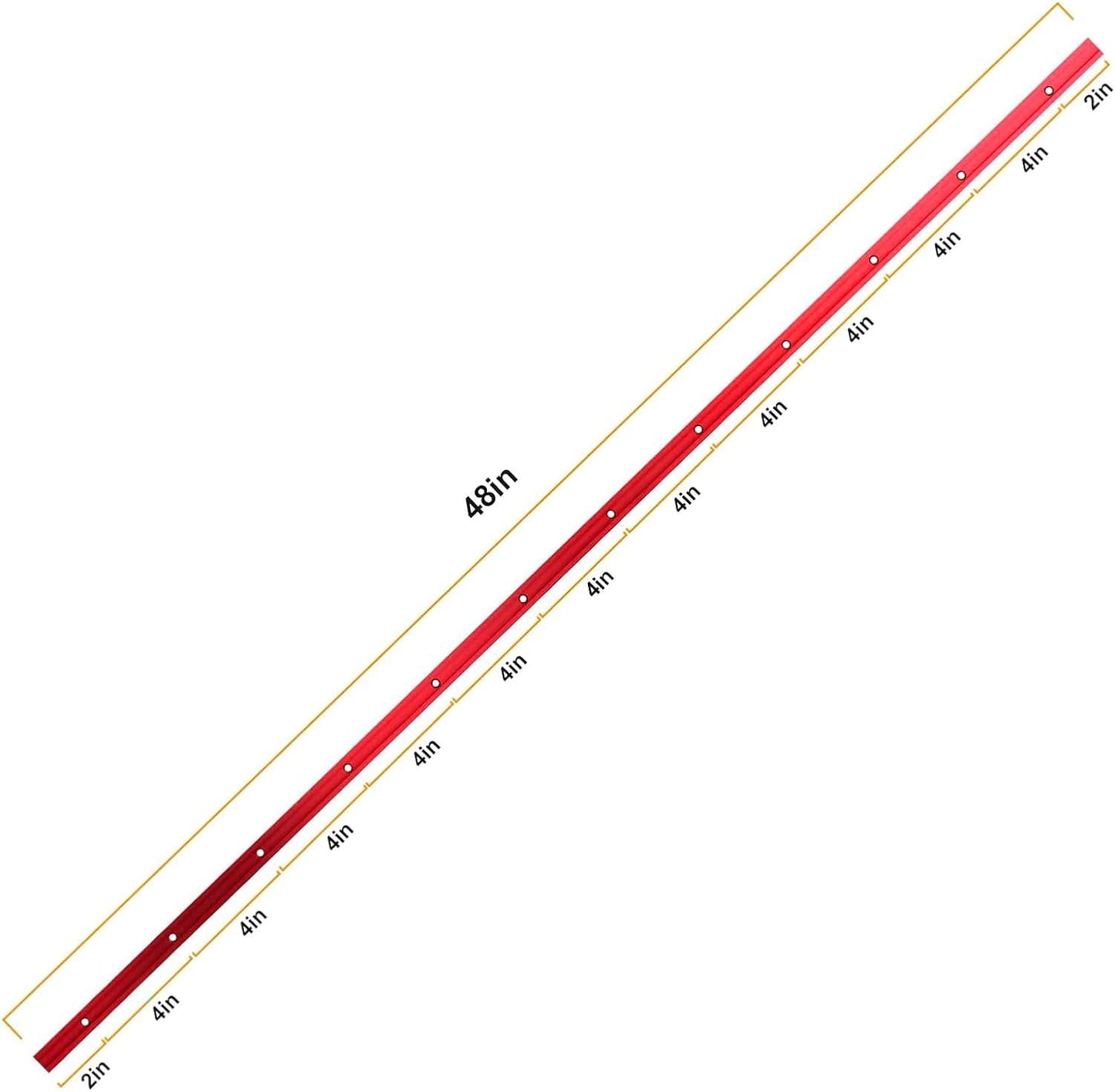 Pistas en T aluminio 48pulg 4 Pzas con agujeros rojos