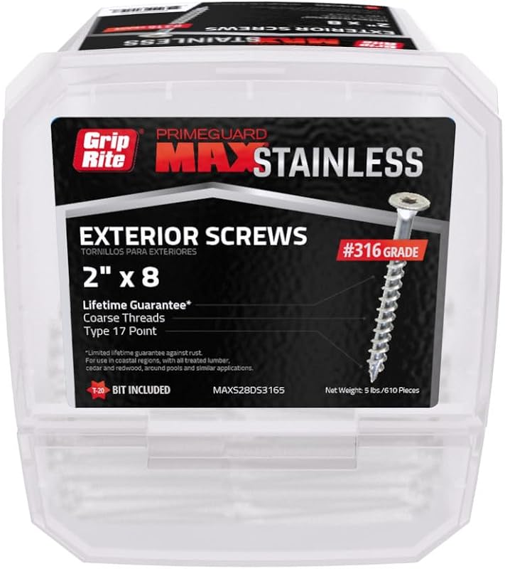 Tornillos acero inox T20 Star Drive para madera #8x2