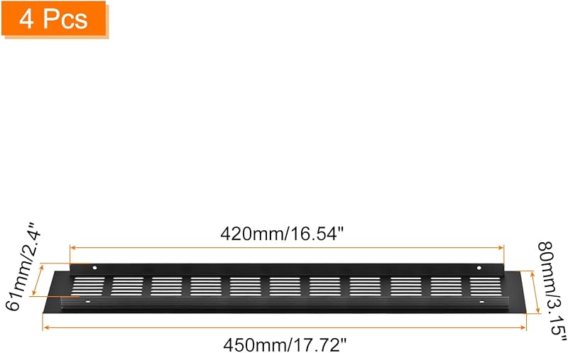 Rejilla ventilación aluminio 17.7x3.15" 4 Pzas