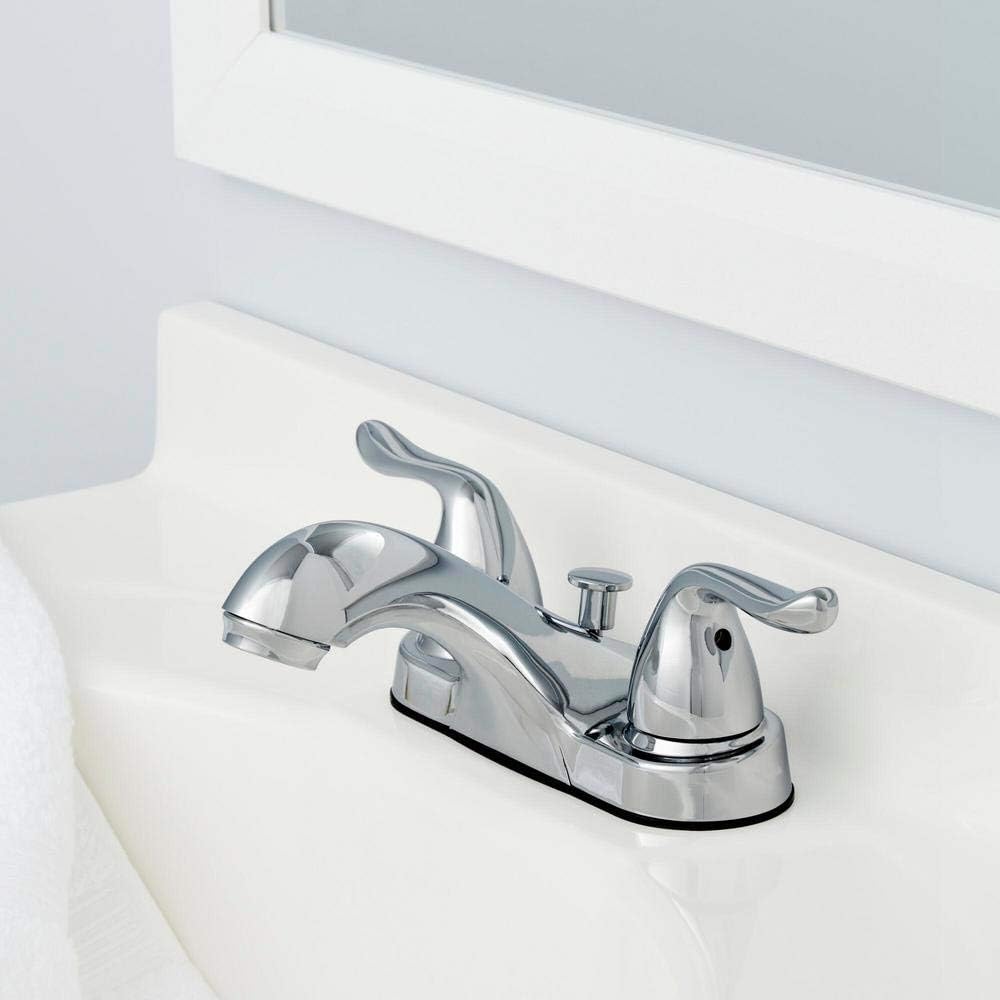 Grifo baño arco medio 2 manijas clic cromo