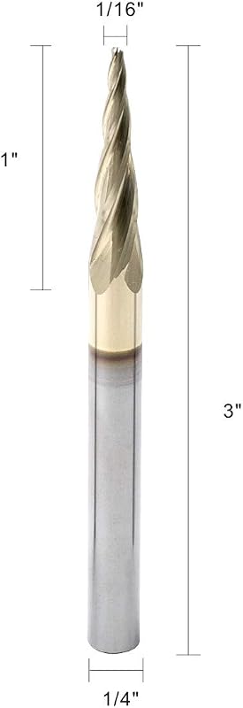 Broca enrutador CNC 1/16pulg 5.4grados madera 2D/3D