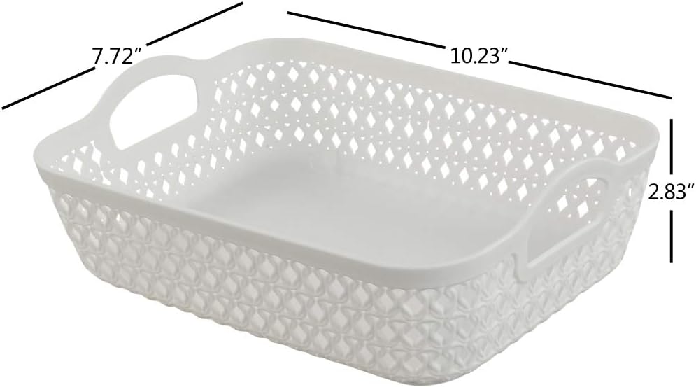 Bandeja almacenamiento plástico blanco asa set 6