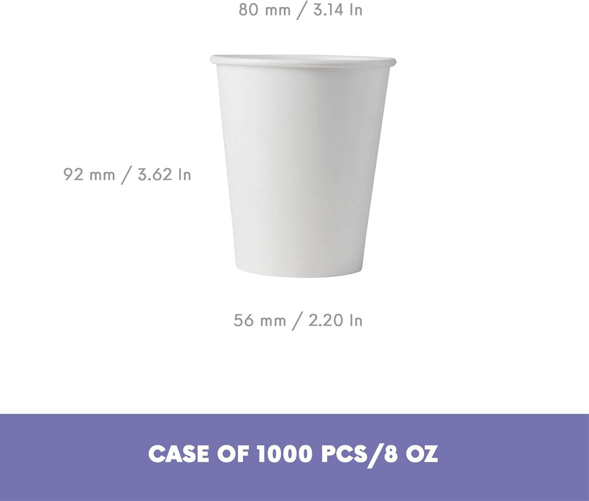 Taza papel 8oz blanca composta 1000uds