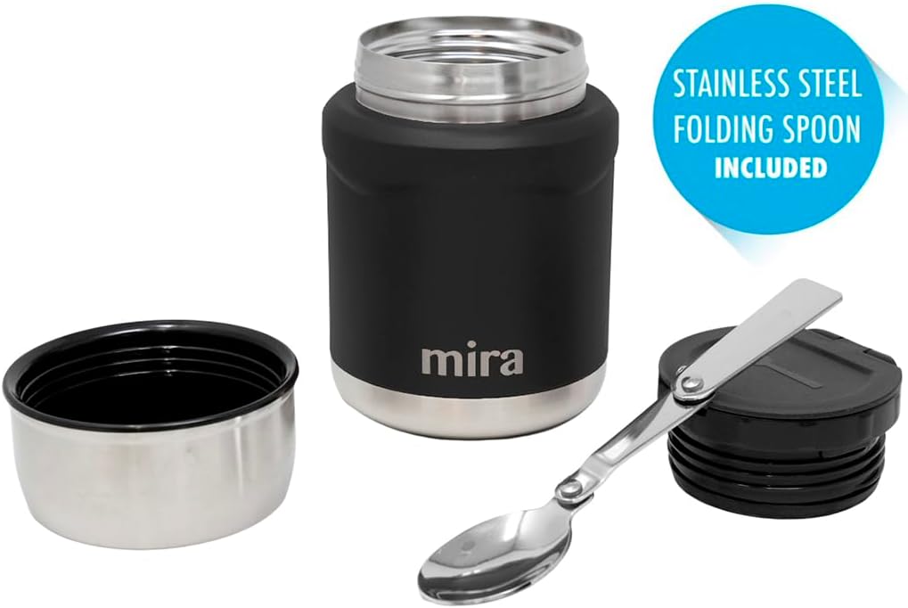 2 Pzas Termos Acero Inox para Alimentos Negro