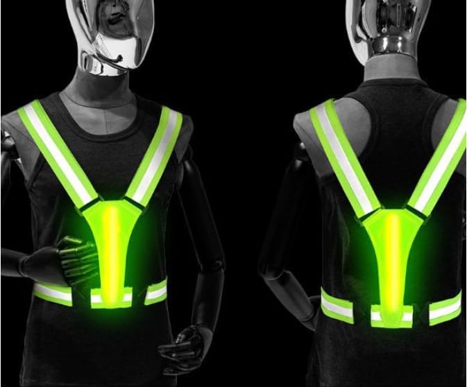 Chaleco LED recargable verde neón correas ajustables