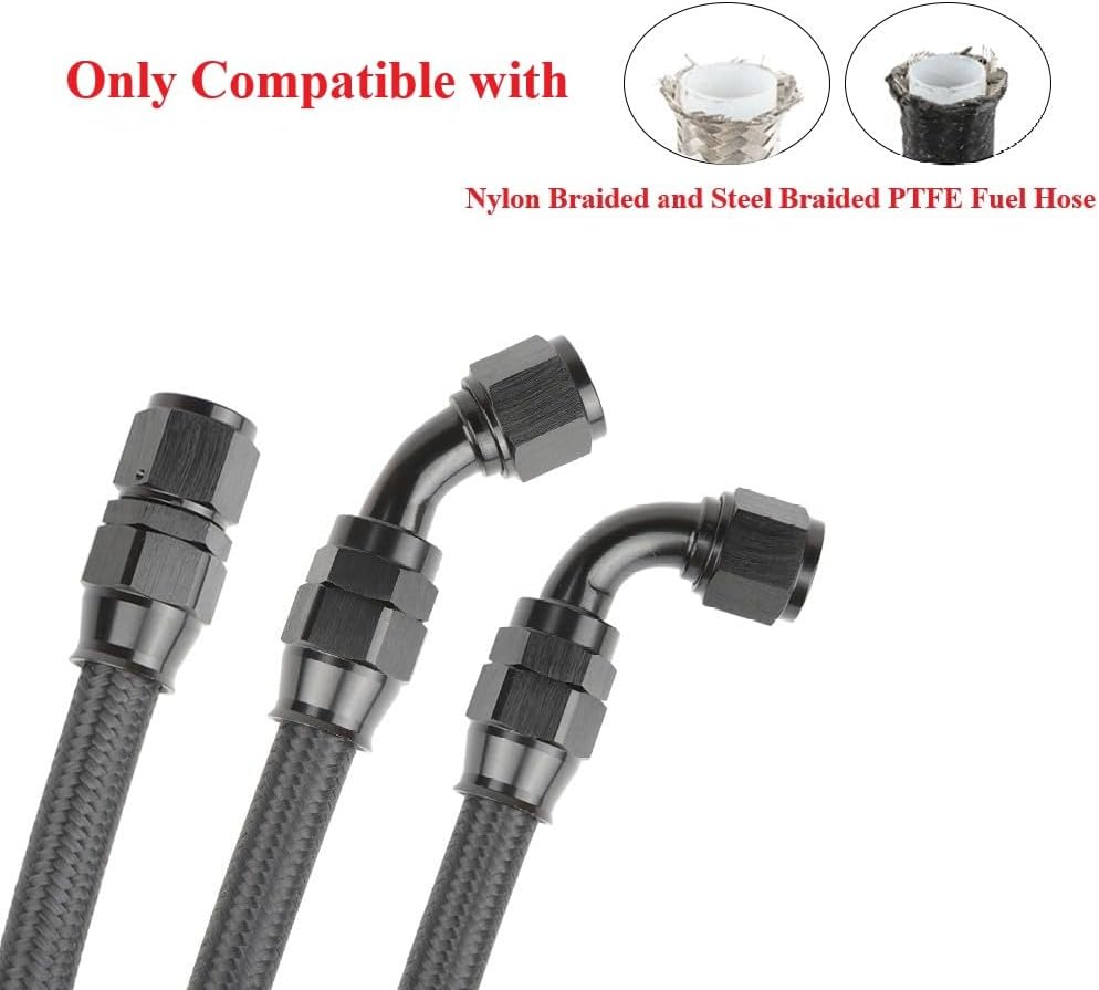 Adaptador manguera PTFE hembra 6 an aluminio negro 2uds