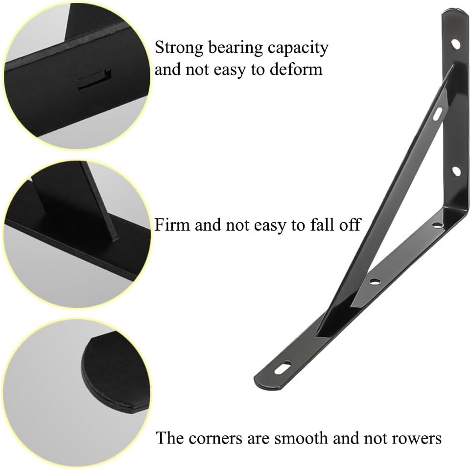 Juego 2 soportes pared acero 12pulg para estantes flotantes negro