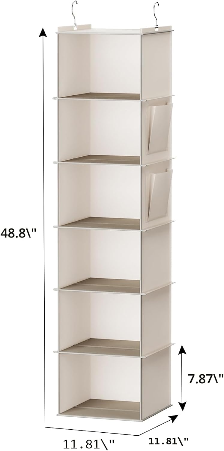 Organiz. colgante armario 6 estantes beige 2 pack