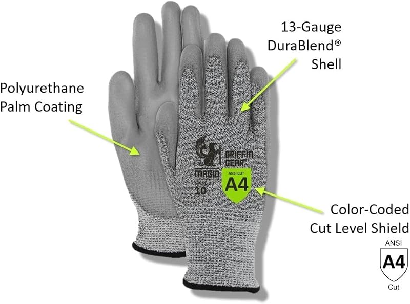 Guantes trabajo poliuretano ANSI A4 24 pares talla 10/XL