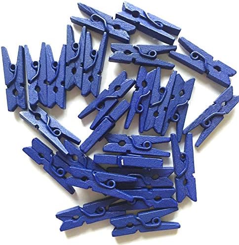 100 Pzas Mini Clips Madera Colores para Ropa y Manualidades Azul