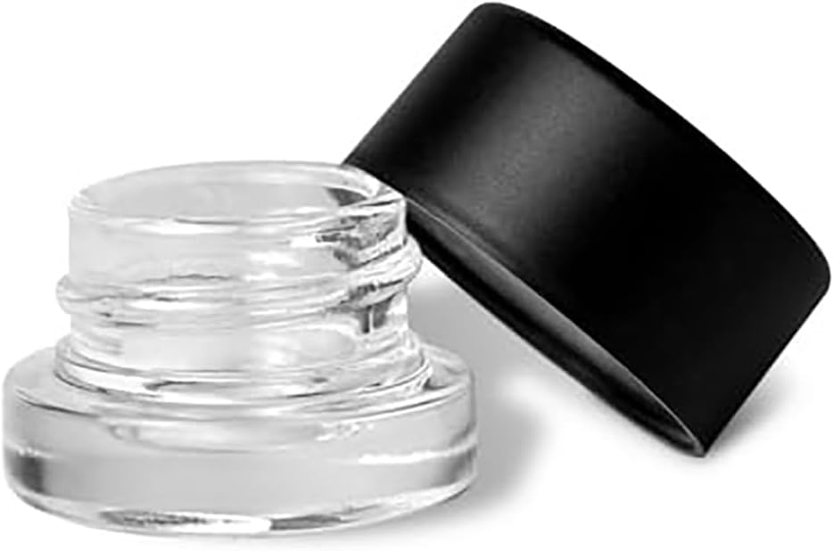 200 Frascos Cristal Redondos 0.2oz Tapas Negras Resistentes