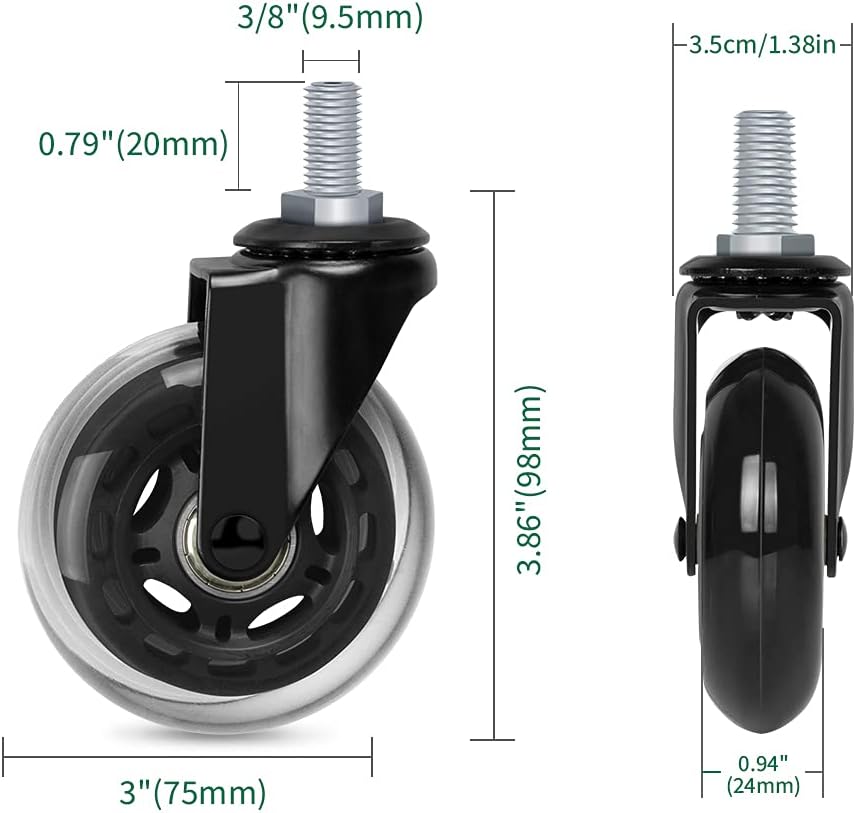 Ruedas giratorias 3pulg para silla oficina