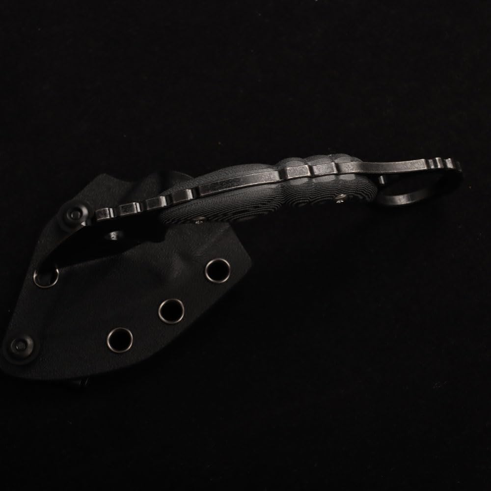 Cuchillo EDC de competición acero fija con mango negro