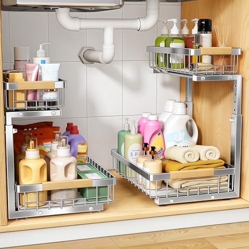 Organiz. bajo lavabo acero inox 2 niveles set 2