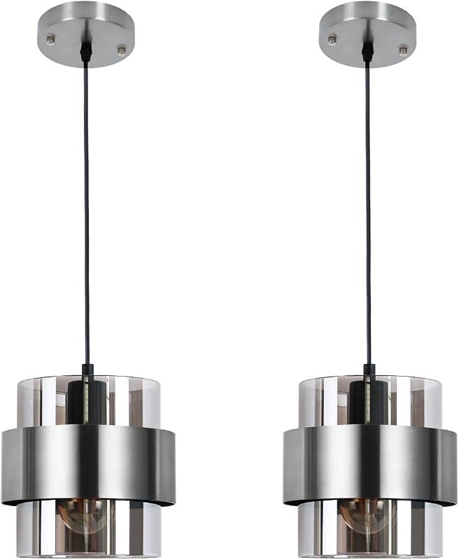 Luces colgantes isla cocina cristal ajustable 7pulg set 2