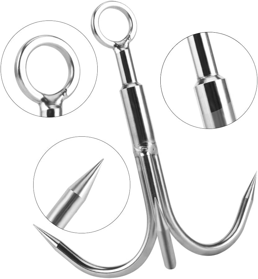 Gancho acero inox 3 garras para escalada y rescate