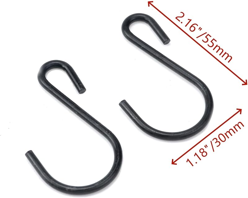 50 Ganchos en S Negro Hierro 2.2pulg para Joyas y Utensilios