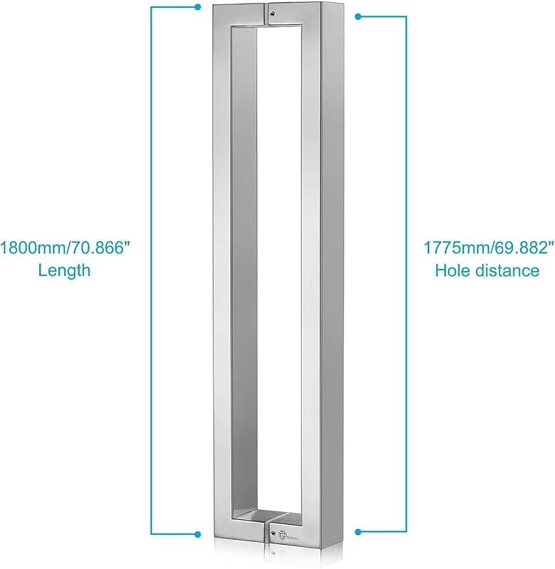 Manija puerta acero inox 304 cuadrada 0.047pulg cromado