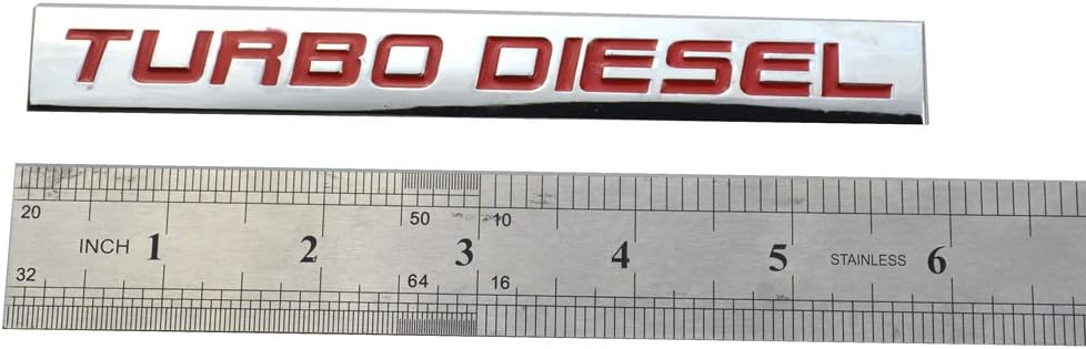 Emblema metal cromado Turbo Diesel letras rojas