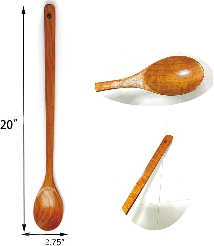 Cuchara madera mango 20pulg para cocinar y remover