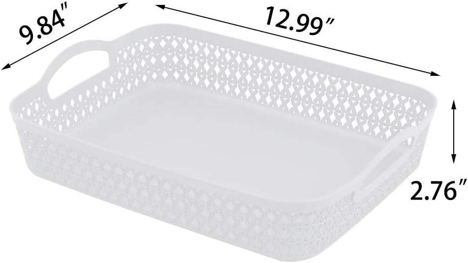 6 Cestas Almacenamiento Plástico con Asas Blanco