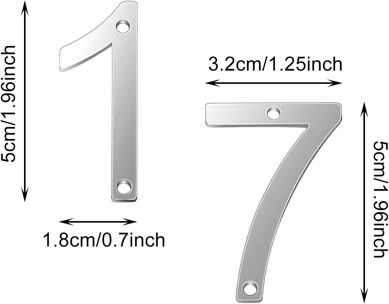 Letrero números acero inox 2pulg moderno para puerta