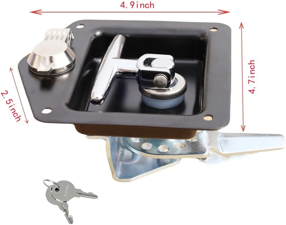 Pestillo T puerta camión acero inox 2 Pzas negro