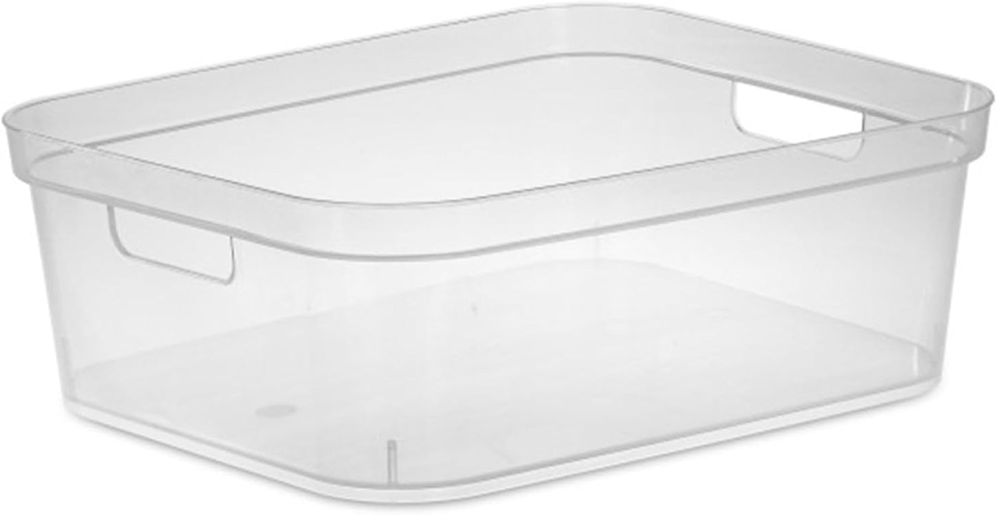 Contenedor almacenamiento 5.25x12.25x15" asas 8 Uds
