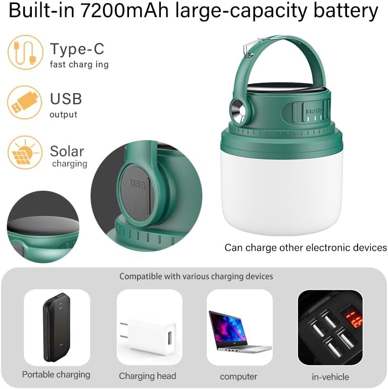 Linterna led solar recargable luz campamento emergencias