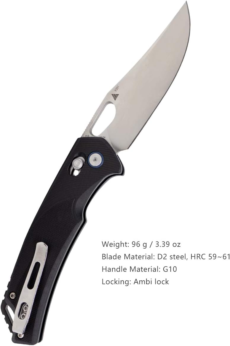 Cuchillo bolsillo plegable D2 acero mango G10 ambidiestro