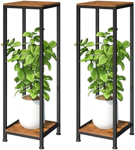 2 Pzas Soporte Plantas Madera 41pulg Resistentes Interior