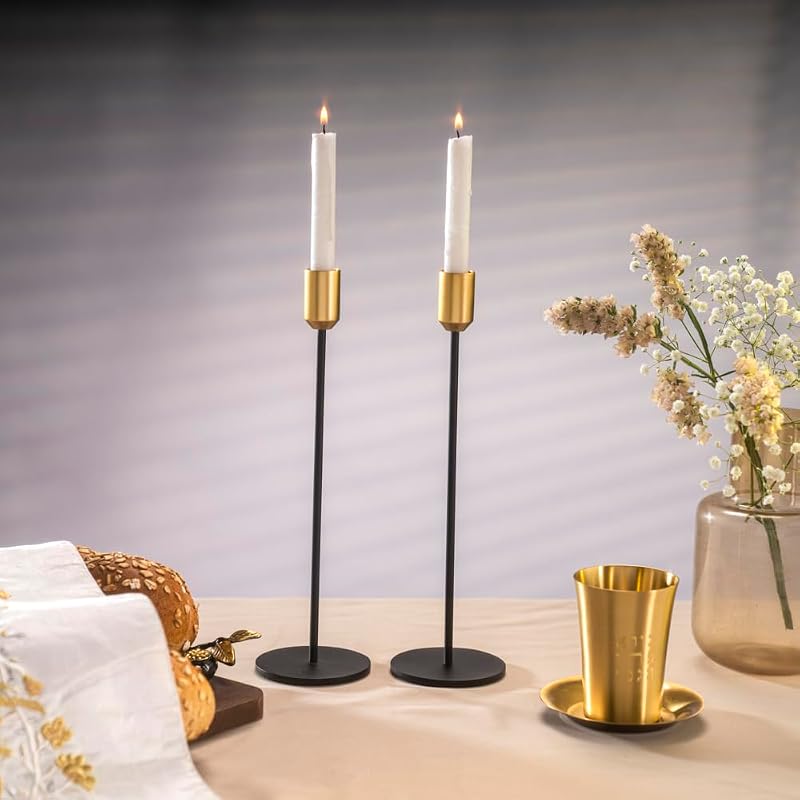 Portavelas cónico latón cepillado juego 2 velas 3/4pulg