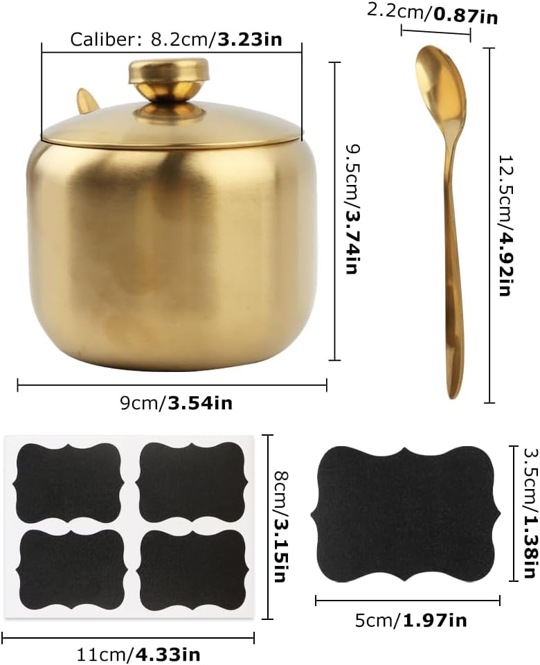 Azucarero con tapa y cuchara para condimentos, azúcar, sal, pimienta y especias