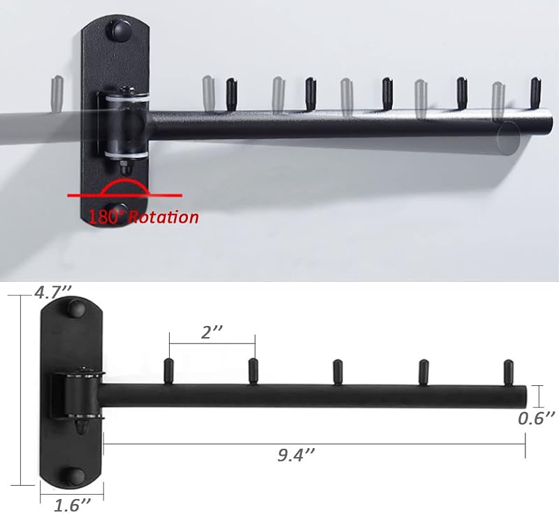 Percha brazo oscilante acero inox plegable pared 2 pzas negro