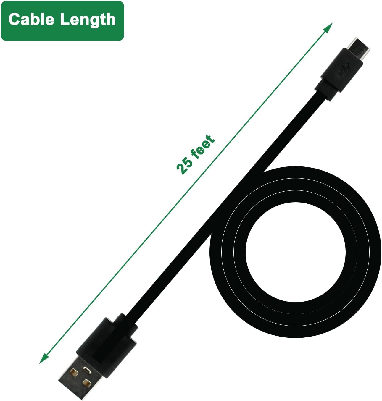 Cable USB C 25ft para cámara exterior impermeable