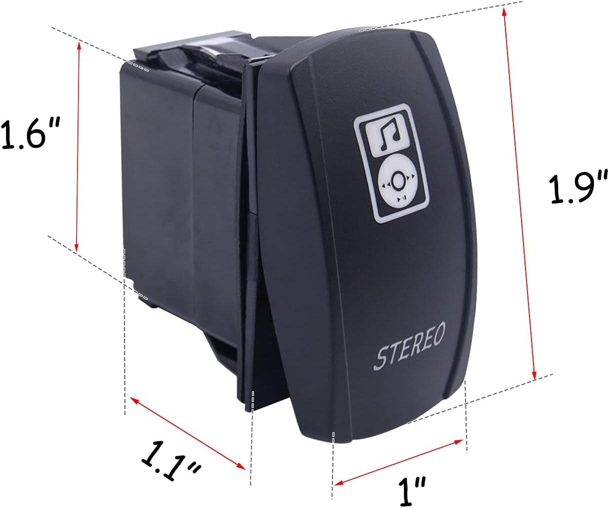 Kit interruptor basculante estéreo 12V 20A comp auto SUV ATV
