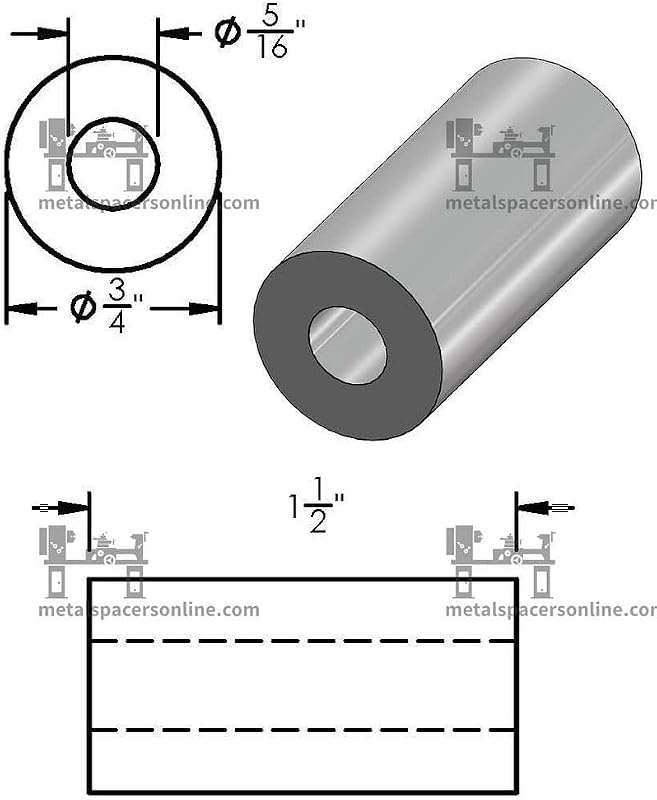 Espaciador acero 3/4x5/16 pulg sin rosca para pernos 5/16