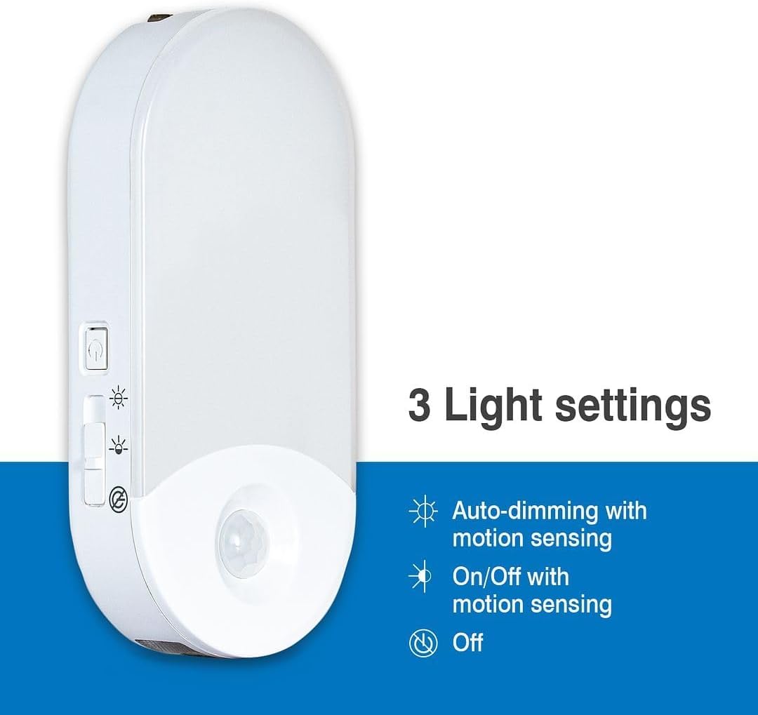 3 Luces Nocturnas 4en1 con Enchufe Sensor Movimiento Recargable