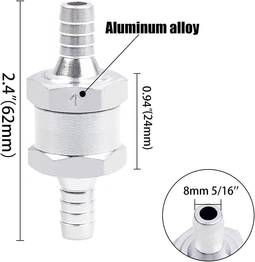 Válvula retención combustible no retorno aluminio 5/16