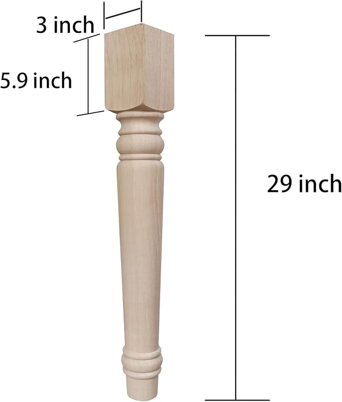 Patas mesa madera 29" sin terminar set 4